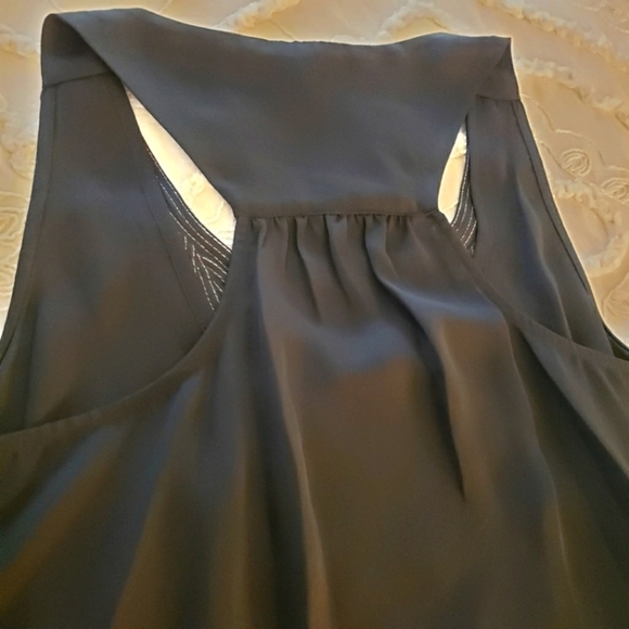 19 Cooper ladies L black silver embroidered bib dressy tank top blouse - Picture 5 of 6